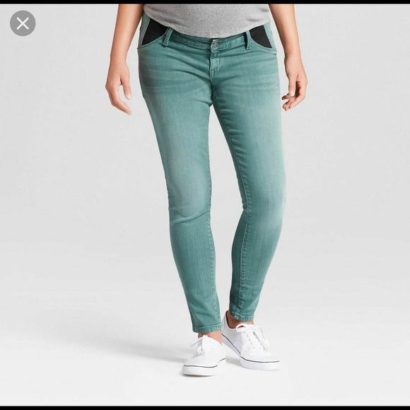 Isabel Maternity by Ingrid & Isabel Pants - Isabel Maternity Skinny Green Jeans Side Panel